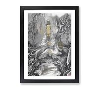 White Robed Kannon By Kawanabe Kyosai Asian Japanese Framed Print | A4 Black Framed Wall Art | Ready to Hang | Asian Nature Picture | Living Room Bedroom Lounge Office