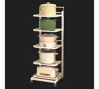 White Rolling Kitchen Cart Foldable Storage Trolley Expandable Microwave Rack Sliding Cabinet nizer 5x5 Boards for Kitchen Space-Saving Solutions