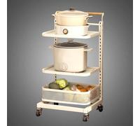 White Rolling Kitchen Cart nizer - 3 Shelves & 1 Basket for Pots and Pans Storage Mobile Kitchen Rangement Trolley Space-Saving Utility Cart for Home Use