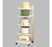 White Rolling Kitchen Cart nizer - 5 Tier Shelf for Vegetables & Cookware Storage Space-Saving Kitchen Rack Mobile Utility Cart for Home & Dining Room