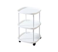 White Rolling Side Table with Sto Square End Table for Living Room or Balcony Lightweight 2/3 Tier Coffee Table 43x43x65cm Modern Plastic Design for Easy li