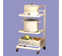 White Rolling Vegetable Storage Cart - Kitchen nizer with 3 Shelves & 1 Basket - Space-Saving Pantry Solution for Pots & Pans - Ideal for Home nization