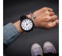 (white) Romantic Big Dial Leather Watch - Fashionable Quartz