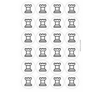 White Rook Chess Piece Circular Matt Paper Stickers A4 Sheet of 24 (Each Sticker is 45mm Diameter)