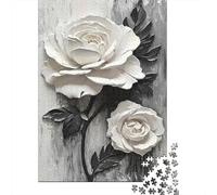 White Rose 3D Relief Art 1000 Piece Jigsaw Puzzle For Adults Puzzle Game for Family Stress Reliever Home Decor 38x26cm/1000pcs