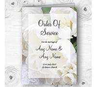 White Rose and Romantic Lace Personalised Wedding Double Cover Order of Service