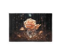 White Rose Gold 6-Piece Printed Placemat Set | 12x18-Inch Insulated Tabletops | Ideal Home Decor to Elevate Everyday Dining