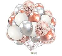 White Rose-Gold Balloons 10inch Silver Balloons Confetti Balloons Pack of 30 Combo Balloon Set Latex Balloons for Birthday Wedding Baby Shower Anniversary Decoration