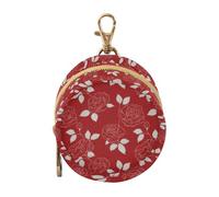 White Rose Lines Red Retro Baby Pacifiers Holder Case with Zipper and Clip Wristlet Wallet, Everything Storage pouching case para Pacifier