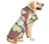 White Rose of Love Reflective Waterproof Dog Raincoat Jacket, Adjustable Hooded Pet Coat with Leash Hole,for Outdoor UseS