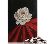 White Rose on Red Puzzle 1000 Pieces Jigsaws Paper Puzzles for Adults & Teenager Jigsaw Puzzles for Adults Teenagers 38x26cm/1000pcs
