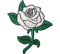 White Rose Patch Embroidered Floral Flower Badge Iron Sew On Jacket Jeans Shirt