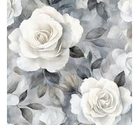 White Rose Peony Peel and Stick Wallpaper 0.52×10 m Removable Self Adhesive Watercolor Flower Contact Paper Sticky Back Thicken Waterproof Matte Wall Paper for Living Room Bedroom Furniture Decorate