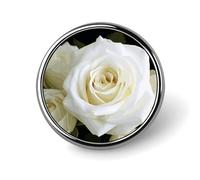 White Rose Round Badge 25mm/1 Inch Metal Buttons Round Badge Pin Button Parts Classic Pin Holders Buttons for Shirts Clothes Individualistic Brooch