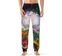 White Rose with Rainbow Colored Petals Men's Pajama Pants Lightweight Pjs Bottoms Lounge Pants Sleepwear Soft