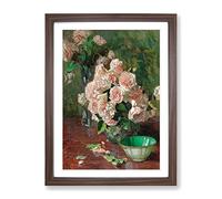 White Roses By Carl Moll Classic Painting Framed Wall Art Print, Ready to Hang Picture for Living Room Bedroom Home Office Décor, Walnut A2 (64 x 46 cm)
