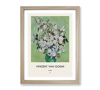 White Roses By Vincent Van Gogh Exhibition Museum Painting Framed Print | A2 Oak Framed Wall Art | Ready to Hang | Modern Historical Picture | Living Room Bedroom Lounge Office