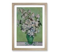 White Roses by Vincent Van Gogh Framed Print | A2 Oak Framed Wall Art | Ready to Hang | Modern Historical Picture | Living Room Bedroom Lounge Office