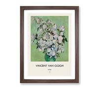 White Roses By Vincent Van Gogh Framed Wall Art Print A3 Walnut | Ready to Hang, Premium Gi Paper, Fade-Resistant Inks, Securely Packaged, UK Made