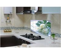 White Roses Colorful Kitchen Wall Mural Art Deco. Home Wall Decor Decoration Sticker Decals Beautiful Decoration.