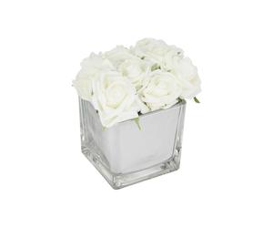 White Roses Cubic Artificial Flower 15Cm