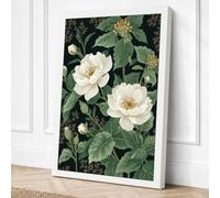 White Roses in Bloom Canvas Wall Art Print 36x24 Inch