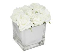 White Roses in Mirror Cube Artificial Plant Flower Ornament Artificial Flowers Hotel Wedding Home Decorative Flower Home Decor Gift