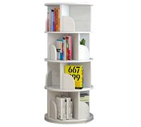 White Rotating Bookshelf - 4/5/6 Tier Multifunctional Floor Storage Rack, Durable & Spacious with Strong Load Capacity for Home nization (129 x 40 cm)