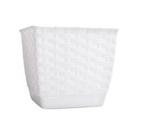 (White, Round 2L) Flower pot planter Rattola Plastic with saucer Square Round Modern S M L Decor