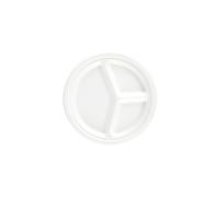 White Round 3 Compartment Compostable Bagasse Plates 26cm - Pack of 25