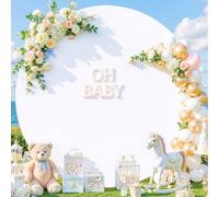 White Round Backdrop Cover 7.2ft Stretchy Circle Arch Backdrop Cover Wedding Round Arch Cover for Bridal Shower Baby Shower Photo Shoot Balloon Arch Cover Birthday Party Arches Background Decorations