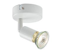 White Round Base Plate Single Spot Ceiling Wall Mounted GU10 LED Multi Directional Adjustable Rotatable Shop Kitchen Spotlight Highlight Lighting Light Tilt Angle Mains