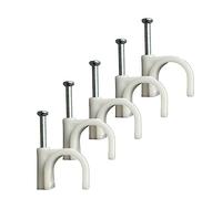 White Round Cable Clips with Fixing Nail K-Type 50pcs (14mm)