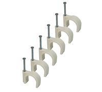 White Round Cable Clips with Fixing Nail K-Type 50pcs (25mm)