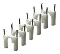 White Round Cable Clips with Fixing Nail K-Type 50pcs (40mm)