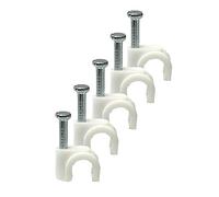 White Round Cable Clips with Fixing Nail K-Type 50pcs (6mm)