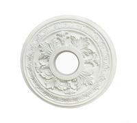 White Round Ceiling Medallion 39cm Outer Diameter With 10cm Inner Hole For Chandelier And Fan Light Fixtures Retro Style Decorative Cover Plate To Imperfections Made From Pu Material