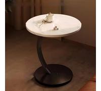 White Round Coffee Table Wooden Farmhouse Style with Faux Marble Top Easy Assembly & Portable Design Perfect for Small Spaces Living Room Bedroom Office