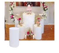 White Round Cylinder Stands for Parties Wooden Display Pillars for Wedding & Event Decor 40x70cm Dessert Table Showpieces Elegant Cake & Art Display