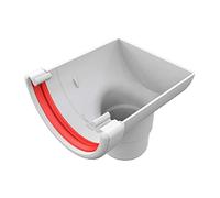 White Round Gutter Stop End Outlet, Freeflow 112mm Rain Water Systems