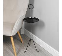 (White) Round Metal Side End Tables Bedside Nightstand