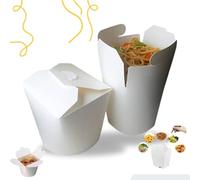 White Round Noodle Boxes with Lids-26oz (750ml) - Disposable Takeaway Food Containers for Asian Cuisine & Pasta-1