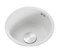 White Round Sink Kitchen Single Bowl Sink 304 Stainless Steel Sink Bar Counter Sink Coffee Corner Sink Under Counter Sink(36cm)