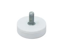 White Rubber Coated POS Magnet Countersunk with M4 x 6mm External Thread for Retail Fixing and Holding Heavy Objects - 22mm dia x 6mm thick - 4kg Pull