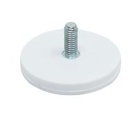 White Rubber Coated POS Magnet Countersunk with M6 x 15mm External Thread for Retail Fixing and Holding Heavy Objects - 43mm dia x 6mm thick - 8kg Pull