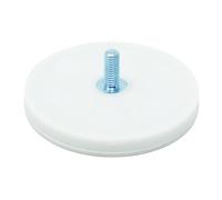 White Rubber Coated POS Magnet Countersunk with M8 x 15mm External Thread for Retail Fixing and Holding Heavy Objects - 66mm dia x 8mm thick - 23kg Pull