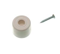 WHITE RUBBER DOOR STOP STAY GUARD 28MM 1 1/8 INCH + SCREWS ( pack of 3 )