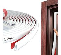 White Rubber Weather Stripping Door Seal Strip, D Shape Door Rubber Weather Seal Strip, SelfAdhesive Weatherstripping Soundproofing Doors Sealing Strip for Windows (23 feet, White)