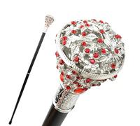 White Ruby Hiking Cane, Creative Stylish Metal Gentleman Cool Scepter, Equipped With Premium Rubber Tip, Suitable for Daily Use and Collection