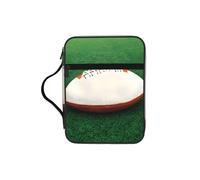 White Rugby Ball Bible Study Tote Bag with Handles-Water-Resistant Organizer for Church Travel, Pen Holder Tablet Pocket Journal Cover Case